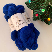 Load image into Gallery viewer, Blue Christmas Hand Dyed Superwash Merino Wool, Cashmere & Nylon Sock Yarn