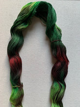 Load image into Gallery viewer, OOAK Variant of Mistletoe and Holly Hand Dyed Organic Merino Wool & Biodegradable Nylon Sock Yarn