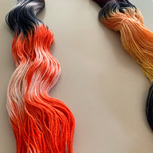 Load image into Gallery viewer, OOAK Variant (Trial 4) of Hellfire Club Hand Dyed Superwash Merino Wool and Recycled Nylon Sock Yarn