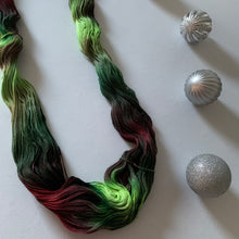 Load image into Gallery viewer, OOAK Variant of Mistletoe and Holly Hand Dyed Organic Merino Wool & Biodegradable Nylon Sock Yarn