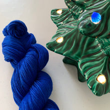 Load image into Gallery viewer, Blue Christmas Hand Dyed Superwash Merino Wool, Cashmere & Nylon Sock Yarn