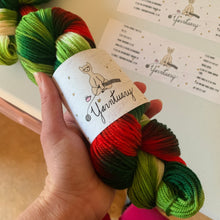 Load image into Gallery viewer, Mistletoe and Holly Hand Dyed Superwash Merino Wool DK Yarn