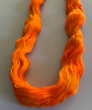 Load image into Gallery viewer, OOAK Variant (Trial 9) of U Can’t Touch This (Cheetos) Hand Dyed Superwash 100% Merino Wool Sock Yarn