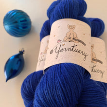 Load image into Gallery viewer, Blue Christmas Hand Dyed Superwash Merino Wool, Cashmere & Nylon Sock Yarn