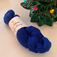 Load image into Gallery viewer, Blue Christmas Hand Dyed Superwash Merino Wool, Cashmere & Nylon Sock Yarn