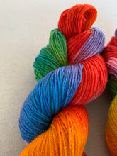 Load image into Gallery viewer, Lollipop Hand Dyed Superwash Sparkly Merino Wool & Nylon Sock Yarn