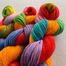 Load image into Gallery viewer, Lollipop Variant Batch (Trial 1) - Hand Dyed 100% Merino Wool Superwash Worsted Yarn