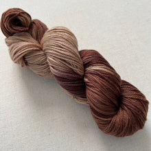 Load image into Gallery viewer, OOAK Variant (Trial 14) of Favorite (Nougat) Hand Dyed Superwash 100% Merino Wool DK Yarn