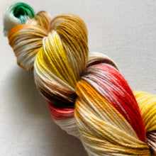 Load image into Gallery viewer, OOAK Variant (Trial 1) of Triple Decker Waffle Eggo Extravaganza Hand Dyed Superwash Merino Wool, Cashmere and Nylon Yarn
