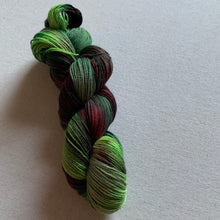 Load image into Gallery viewer, OOAK Variant of Mistletoe and Holly Hand Dyed Organic Merino Wool & Biodegradable Nylon Sock Yarn