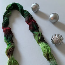 Load image into Gallery viewer, OOAK Variant of Mistletoe and Holly Hand Dyed Organic Merino Wool & Biodegradable Nylon Sock Yarn