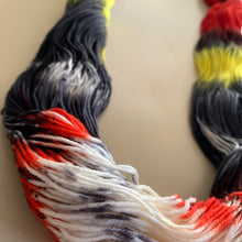 Load image into Gallery viewer, OOAK Variant of Hellfire Club (Trial 1) - Hand Dyed Superwash Merino Wool and Recycled Nylon Sock Yarn