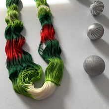 Load image into Gallery viewer, Mistletoe and Holly Hand Dyed Superwash Merino Wool, Cashmere & Nylon Sock Yarn