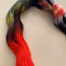 Load image into Gallery viewer, OOAK Variant (Trial 2) of Hellfire Club Hand Dyed Superwash Merino Wool and Recycled Nylon Sock Yarn