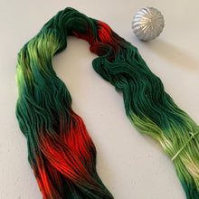 Load image into Gallery viewer, OOAK Variant (Trial 4) of Mistletoe and Holly Hand Dyed Superwash Merino Wool, Cashmere & Nylon Sock Yarn
