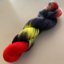 Load image into Gallery viewer, OOAK Variant of Hellfire Club (Trial 1) - Hand Dyed Superwash Merino Wool and Recycled Nylon Sock Yarn