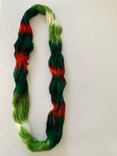 Load image into Gallery viewer, OOAK Variant (Trial 3) of Mistletoe and Holly Hand Dyed 100% Merino Wool Superwash DK Yarn