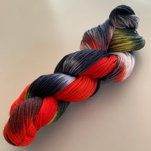 Load image into Gallery viewer, OOAK Variant (Trial 2) of Hellfire Club Hand Dyed Superwash Merino Wool and Recycled Nylon Sock Yarn