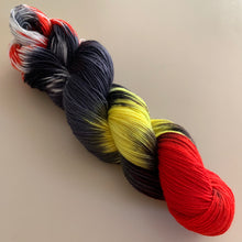 Load image into Gallery viewer, OOAK Variant of Hellfire Club (Trial 1) - Hand Dyed Superwash Merino Wool and Recycled Nylon Sock Yarn