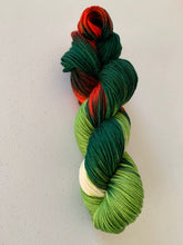 Load image into Gallery viewer, OOAK Variant (Trial 3) of Mistletoe and Holly Hand Dyed 100% Merino Wool Superwash DK Yarn