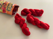 Load image into Gallery viewer, Hot Stuff (Flamin’ Hot Cheetos) Hand Dyed Superwash 100% Merino Wool Sock Yarn