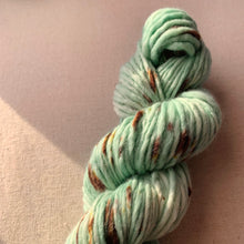 Load image into Gallery viewer, Melting (Mint Chocolate Chip Ice Cream) Hand Dyed Non-Superwash Merino & Camel Aran Yarn