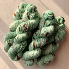 Load image into Gallery viewer, Melting (Mint Chocolate Chip Ice Cream) Hand Dyed Non-Superwash Merino & Camel Aran Yarn