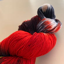 Load image into Gallery viewer, OOAK Variant (Trial 3) of Hellfire Club Hand Dyed Superwash Merino Wool and Recycled Nylon Sock Yarn