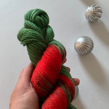 Load image into Gallery viewer, OOAK Variant (Trial 2) of Mistletoe Hand Dyed Superwash 100% Merino Wool Sock Yarn