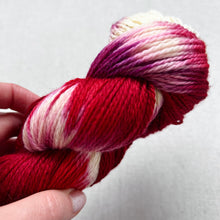 Load image into Gallery viewer, OOAK Variant (Trial 2) of Velvet Hand Dyed Superwash 100% Merino Wool Sock Yarn
