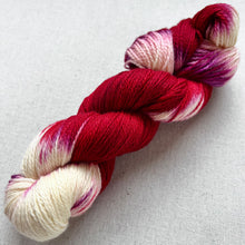 Load image into Gallery viewer, OOAK Variant (Trial 2) of Velvet Hand Dyed Superwash 100% Merino Wool Sock Yarn
