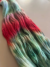 Load image into Gallery viewer, It’s Beginning to Look a Lot Like Christmas Hand Dyed Superwash 100% Fine Organic Merino Wool Sock Yarn
