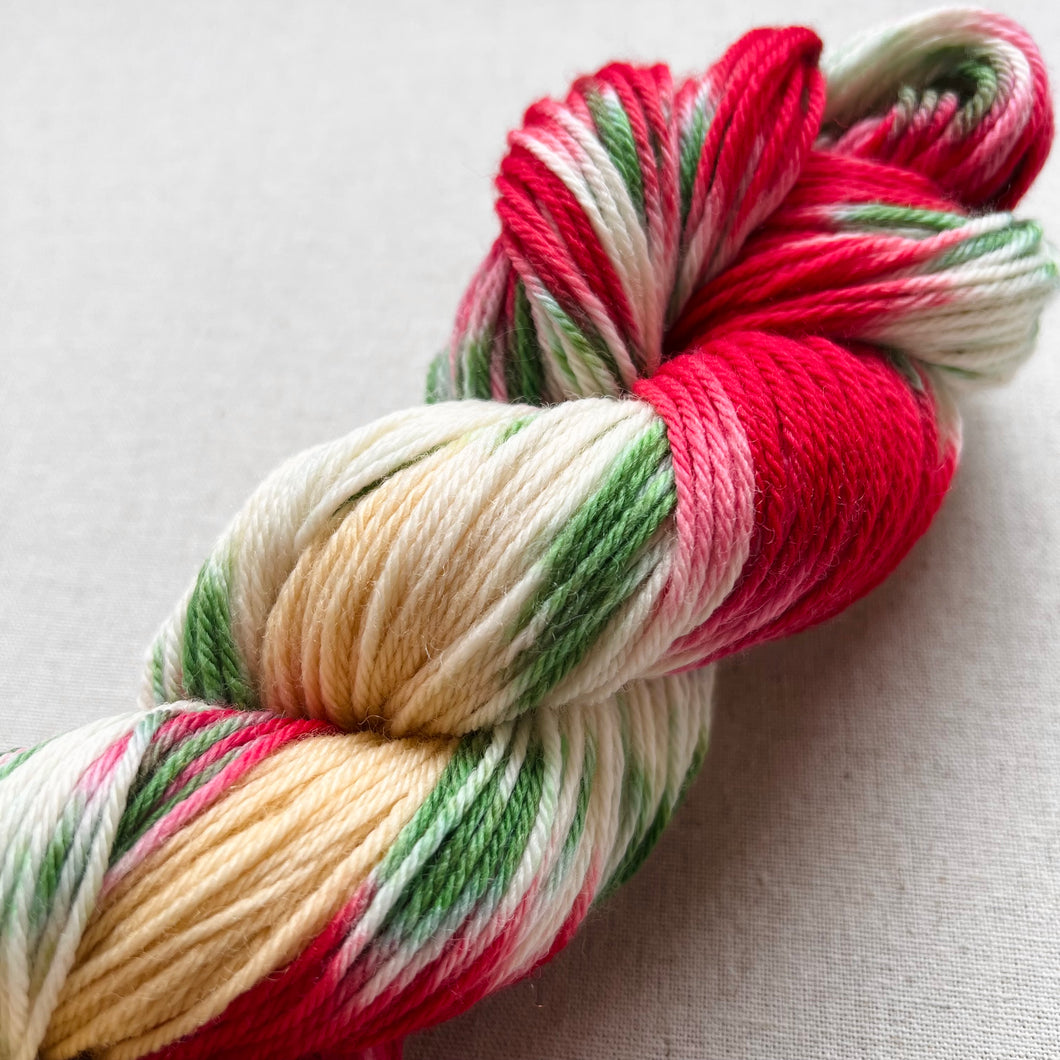 OOAK Variant of It’s Beginning to Look a Lot Like Christmas (Trial 10) Hand Dyed Merino Wool Superwash DK Yarn