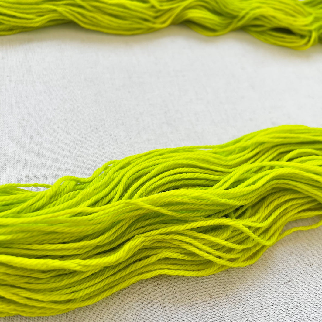 OOAK Variant of Diet Mountain Dew (Trial 2) Hand Dyed Merino Wool Superwash DK Yarn