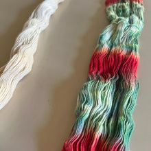 Load image into Gallery viewer, It’s Beginning to Look a Lot Like Christmas Hand Dyed Superwash 100% Fine Organic Merino Wool Sock Yarn
