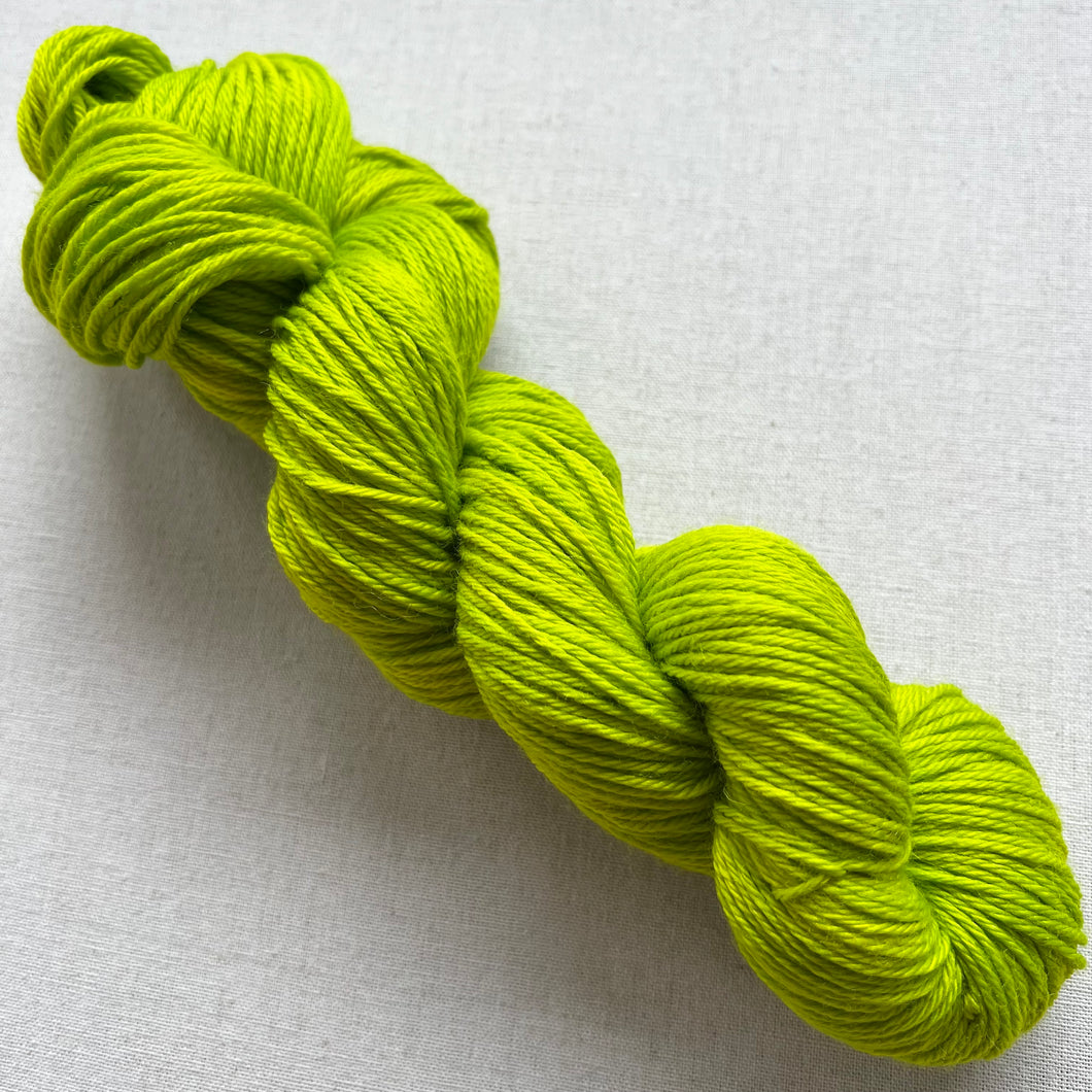 OOAK Variant of Diet Mountain Dew (Trial 3) Hand Dyed Merino Wool Superwash DK Yarn