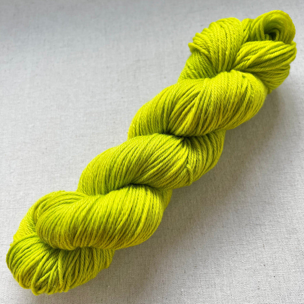 OOAK Variant of Diet Mountain Dew (Trial 5) Hand Dyed Merino Wool Superwash DK Yarn