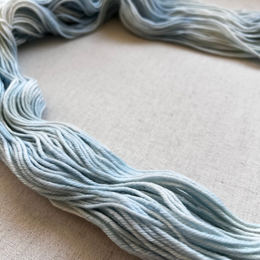 OOAK Variant of It’s All Over Now, Baby Blue (Trial 1) Hand Dyed Merino Wool Superwash DK Yarn