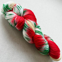 Load image into Gallery viewer, OOAK Variant of It’s Beginning to Look a Lot Like Christmas (Trial 17) Hand Dyed Merino Wool, Cashmere and Nylon Superwash Sock/Fingering Yarn
