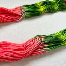 Load image into Gallery viewer, OOAK Variant (Trial 1) of Watermelon Hand Dyed Superwash 100% Merino Wool Worsted Yarn
