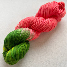 Load image into Gallery viewer, OOAK Variant (Trial 1) of Watermelon Hand Dyed Superwash 100% Merino Wool Worsted Yarn
