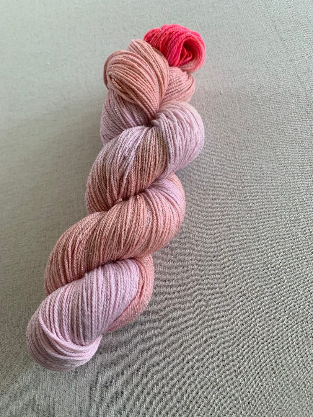 Moment 4 Life (Pink Champagne Cake) Hand Dyed Superwash Merino Wool & Nylon Sparkle Sock Yarn