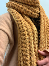 Load image into Gallery viewer, Never Tear Us Apart Soft Handmade Super Scarf in Mustard
