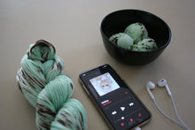 Load image into Gallery viewer, Melting (Mint Chocolate Chip Ice Cream) Hand Dyed Superwash 100% Merino Wool Sport Yarn
