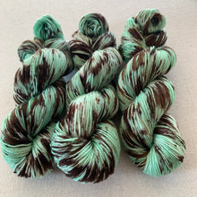 Load image into Gallery viewer, Melting (Mint Chocolate Chip Ice Cream) - Extra Chocolate Version - Hand Dyed Superwash Merino Wool &amp; Nylon Sock Yarn
