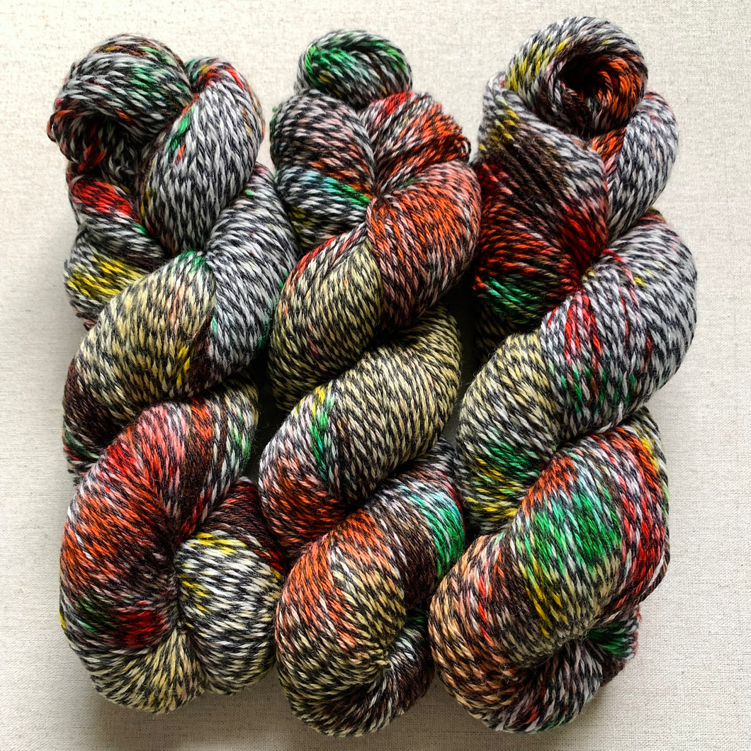 Triple Decker Waffle Eggo Extravaganza Hand Dyed Marled Merino and Peruvian Wool Yarn