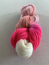 Load image into Gallery viewer, OOAK Variant (Trial 10) of Moment 4 Life (Pink Champagne Cake) - Hand Dyed Superwash Merino Nylon Wool Sock Yarn
