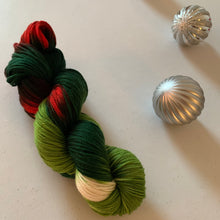 Load image into Gallery viewer, OOAK Variant (Trial 3) of Mistletoe and Holly Hand Dyed 100% Merino Wool Superwash DK Yarn
