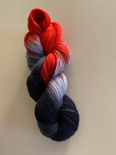 Load image into Gallery viewer, OOAK Variant (Trial 1) of My Game (Harley Quinn) Hand Dyed Superwash Merino Wool &amp; Nylon Sock Yarn
