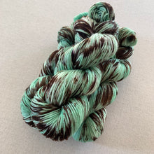 Load image into Gallery viewer, Melting (Mint Chocolate Chip Ice Cream) - Extra Chocolate Version - Hand Dyed Superwash Merino Wool &amp; Nylon Sock Yarn
